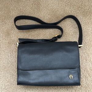 Etienne Aigner Dark Navy Leather Crossbody Bag